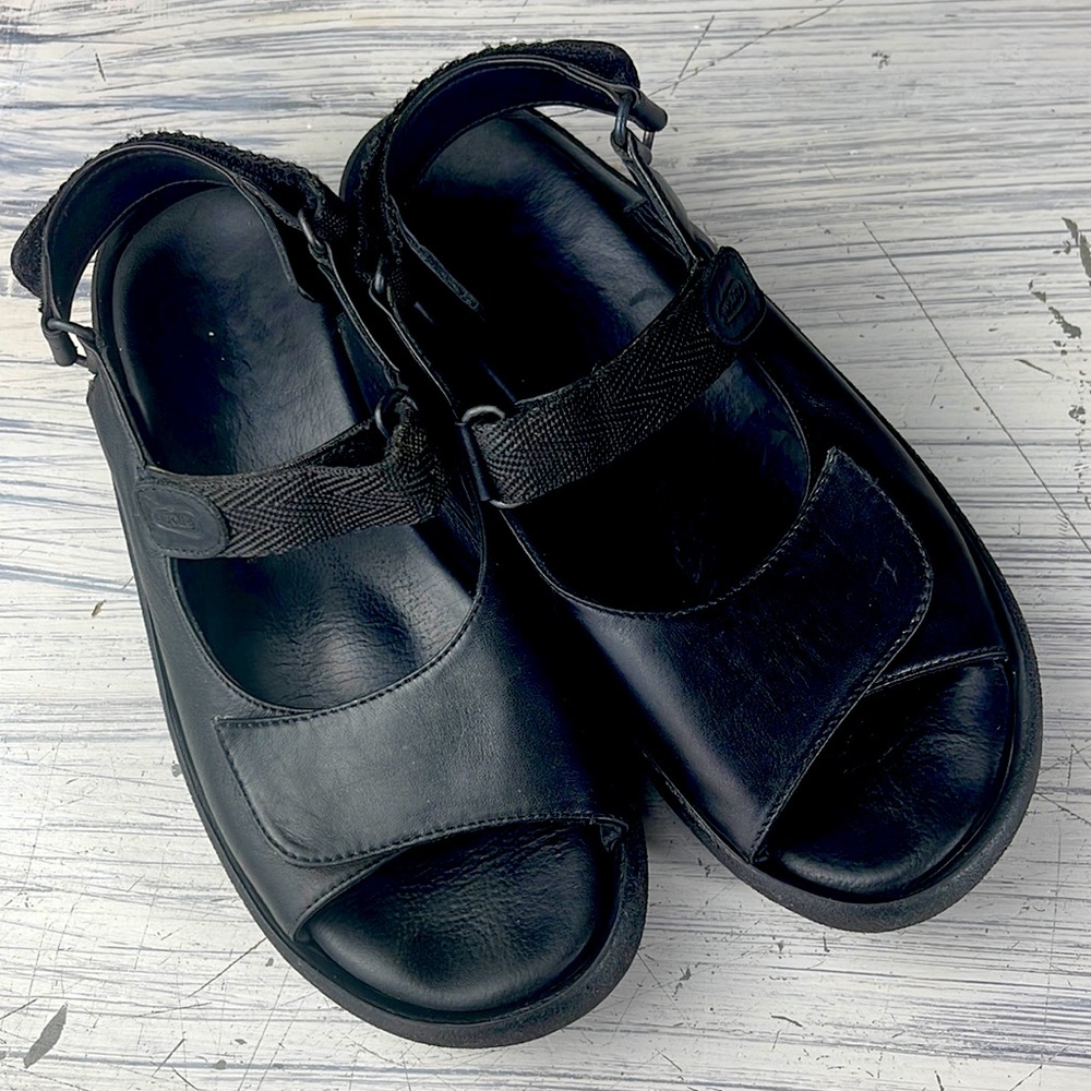 WOLKY JEWEL 3204 BLACK LEATHER SLINGBACK COMFORT WALKING SANDALS